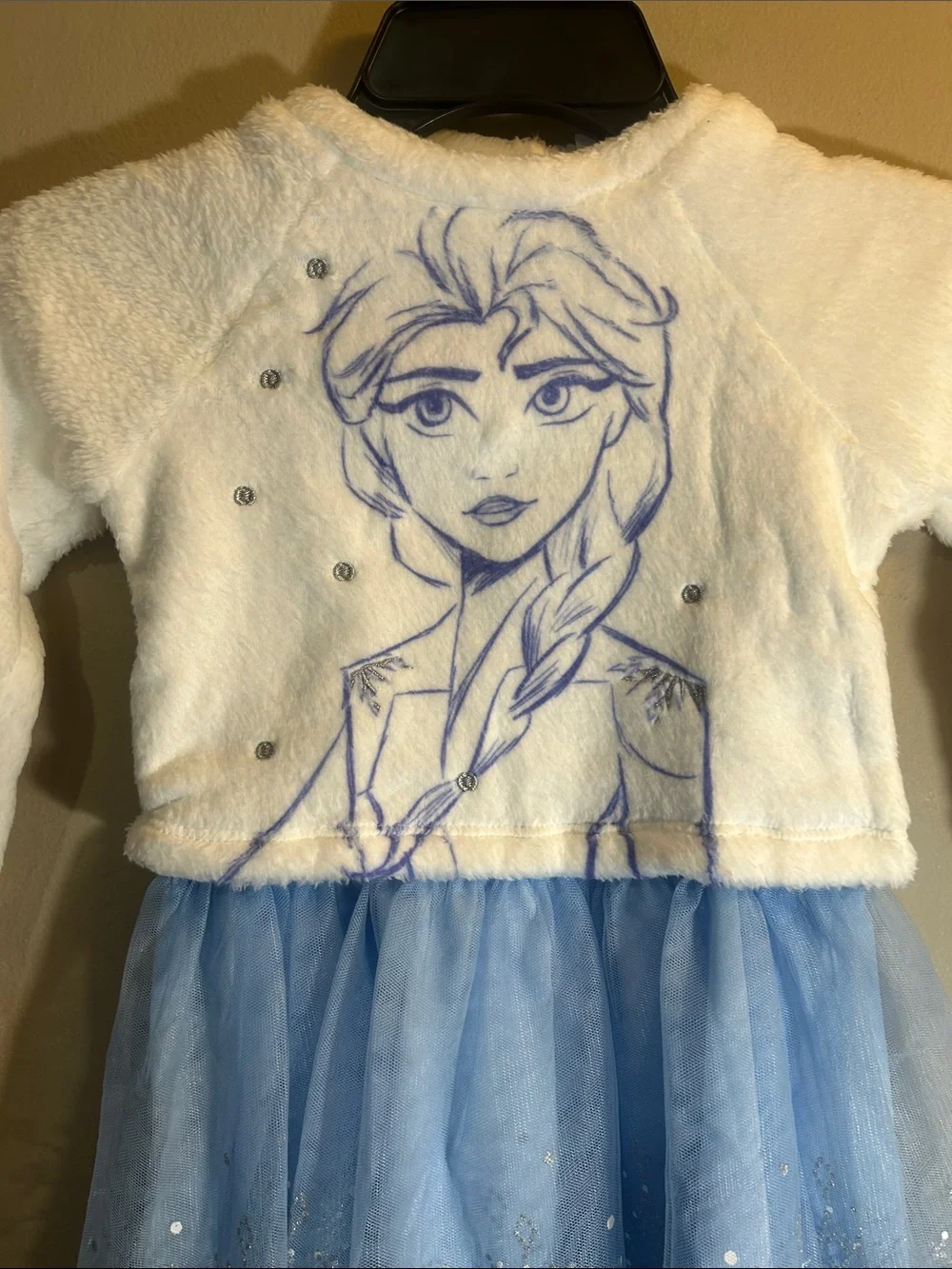 Girls Disney Frozen Two White & Light Blue Elsa Tulle Dress 4T.